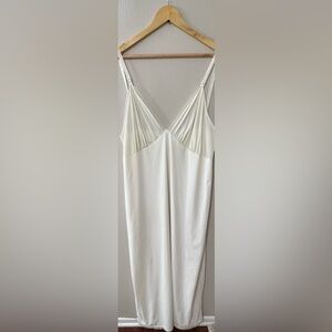 🌙 Vintage 70s LeVoys Maxi Slip — Ivory — Adjustable Straps — L/XL